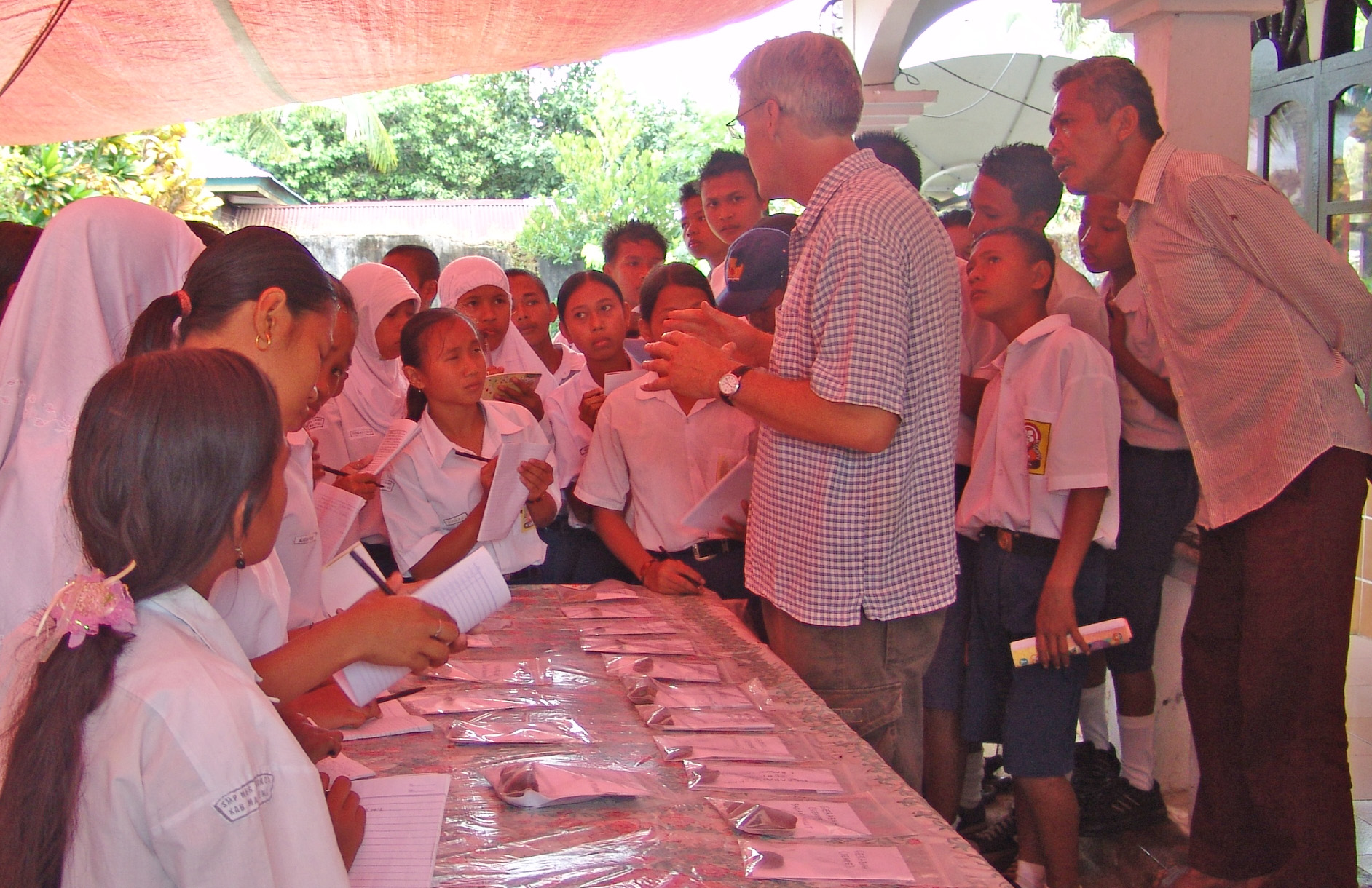 Peter with Indonesian Grade Schoolers