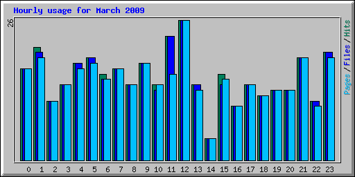 Hourly usage for March 2009