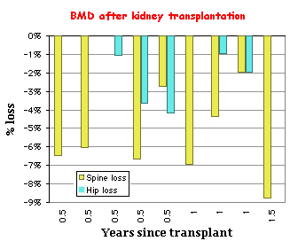 Graph of bone loss in renal transplant patients