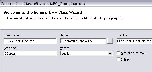 Figure 8.3 - C++ Class Wizard