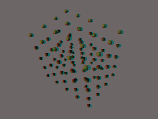 3D cube of 100 mesh spheres