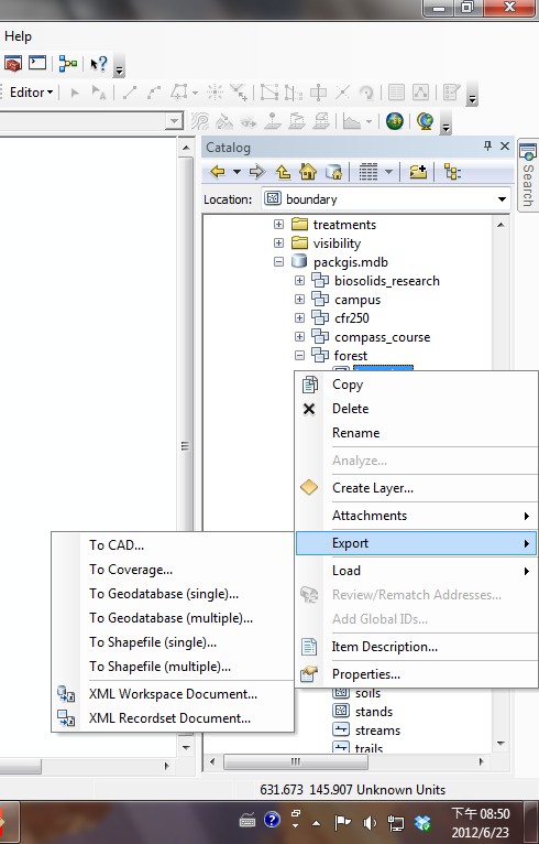 Right-click boundary and select Export > To Shapefile (single).