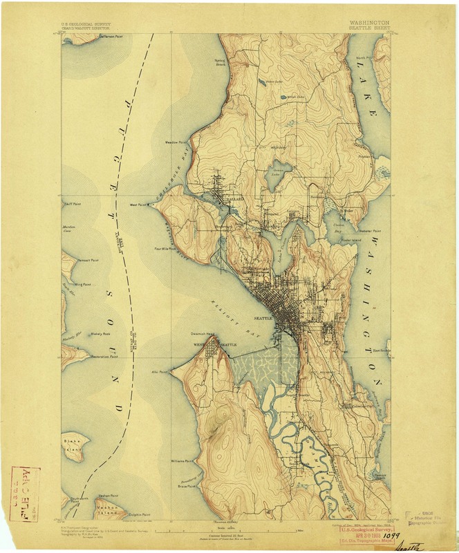 US Geological Survey 1894 Topographical Contour Map