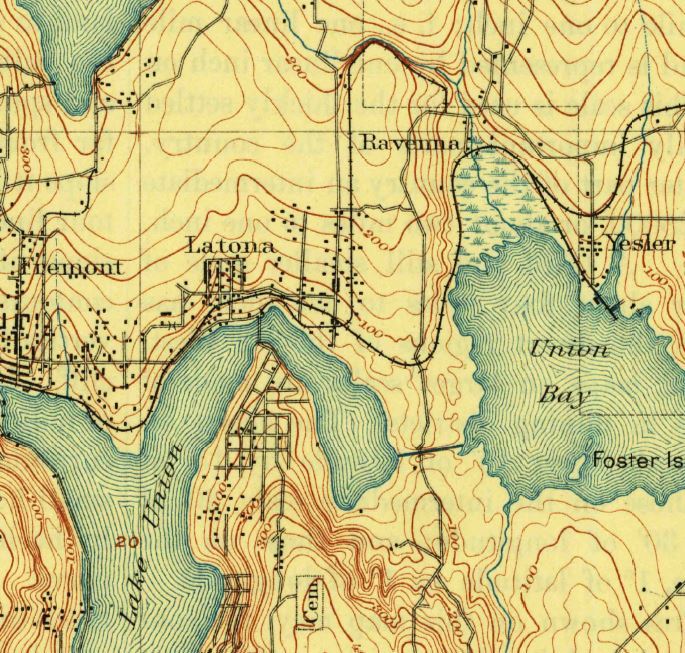 1894 topographical map of Seattle