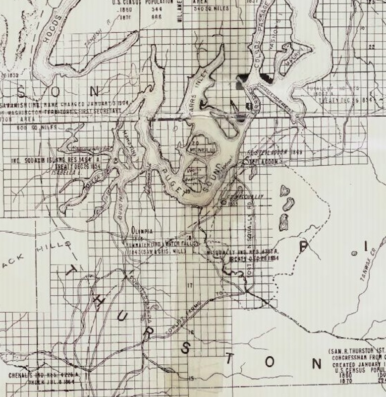 Map of Washington Territory west of the Cascade Mountains (as of 1870)