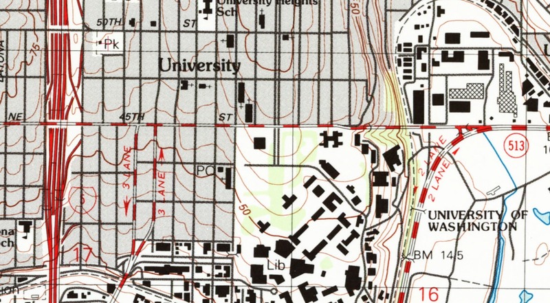 Portion of 1983 Topographic Map, University Playground marked