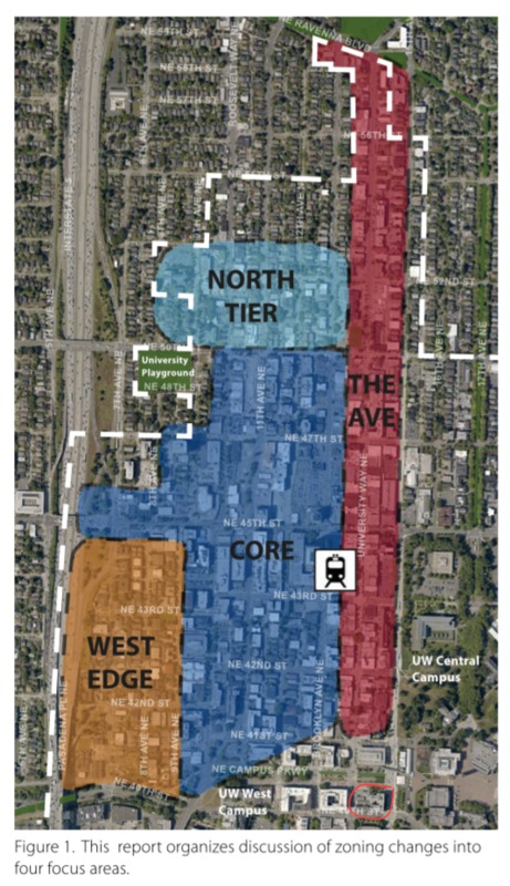 Organization of the Zoning Change Areas and Location of the Light Rail Station