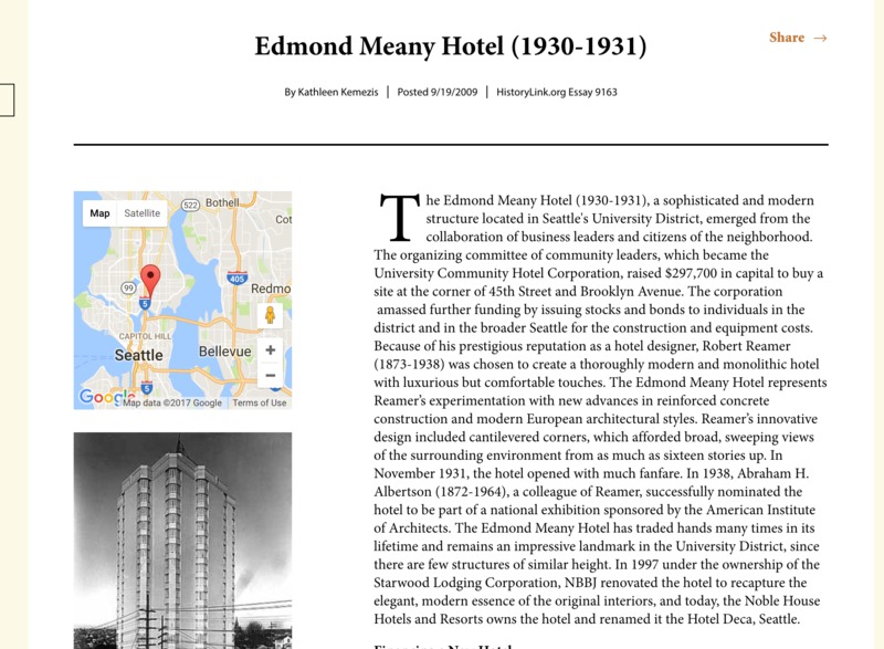 Screenshot of Primary source: Edmond Meany Hotel