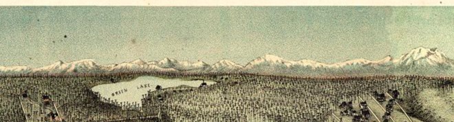 Depiction of 1878 Birds Eye view of Seattle