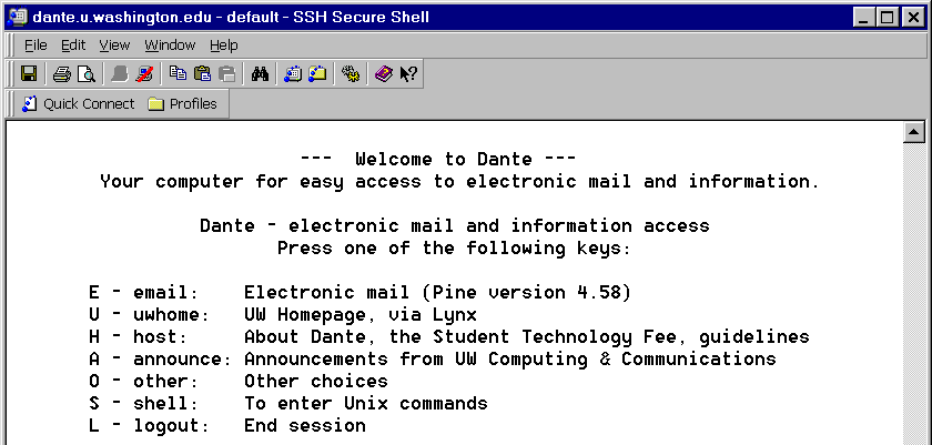 Welcome to Dante menu