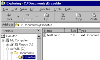 Windows Explorer showing the
directory structure