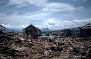 Devastation caused by the tsunami in Indonesia.  