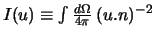 $
I(u) \equiv \int {d\Omega \over 4\pi} \> (u.n)^{-2}
$