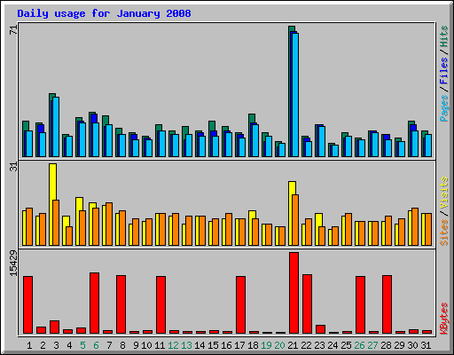 Daily usage for January 2008