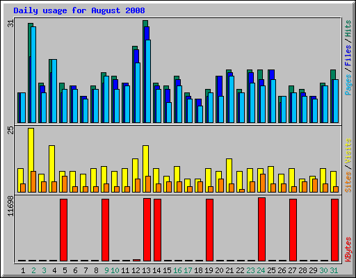 Daily usage for August 2008