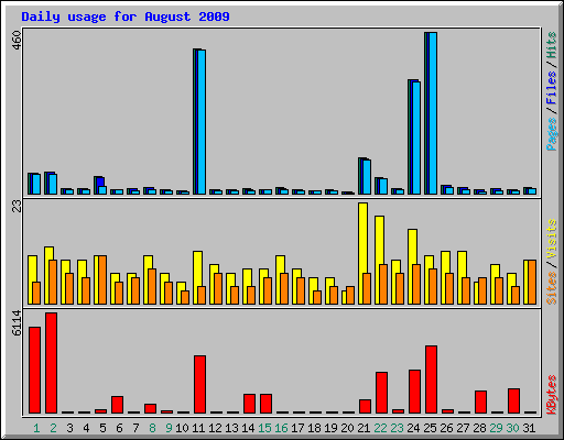 Daily usage for August 2009