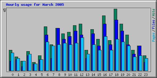 Hourly usage for March 2005