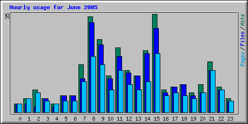 Hourly usage for June 2005