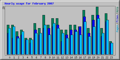 Hourly usage for February 2007