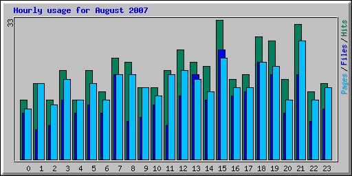 Hourly usage for August 2007