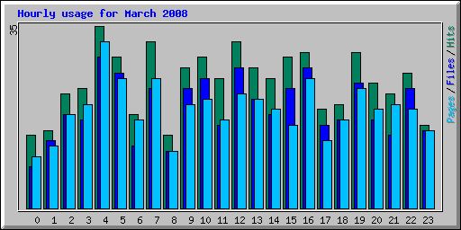 Hourly usage for March 2008