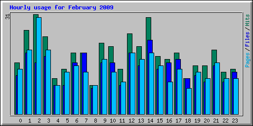 Hourly usage for February 2009