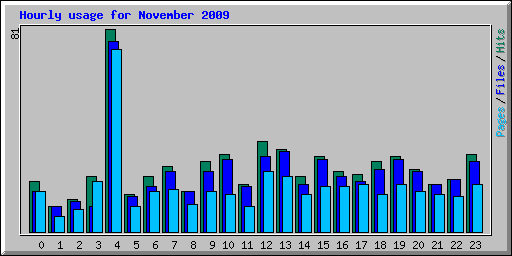 Hourly usage for November 2009