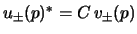 $u_\pm(p)^* = C   v_\pm (p)$