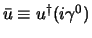 $\bar u \equiv u^@ (i \gamma^0)$