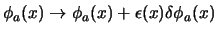 $\phi_a(x) \to \phi_a(x) + \epsilon(x) \delta\phi_a(x)$