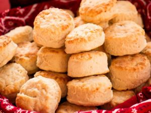 a stack of biscuits