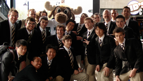 The Glee Club hanging out with the Mariners Moose