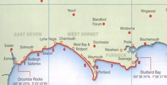 Map Of Dorset Coastline Showing Towns Introduction