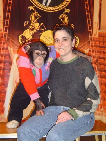 Dr. Chris Demaske with a circus monkey from a previous visit to Moscow