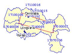 watershed map with county outline