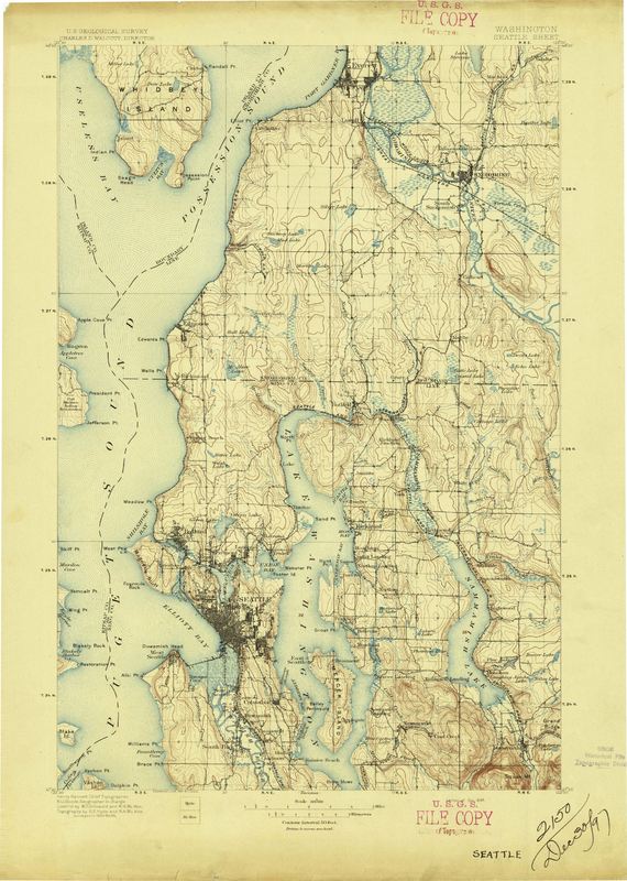 Topographical Map of Seattle in 1897