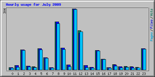 Hourly usage for July 2009