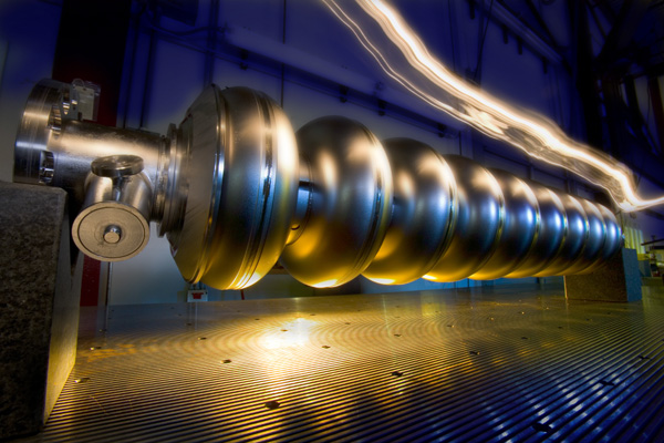 Superconducting RF cavity
    developed for the proposed International Linear Collider